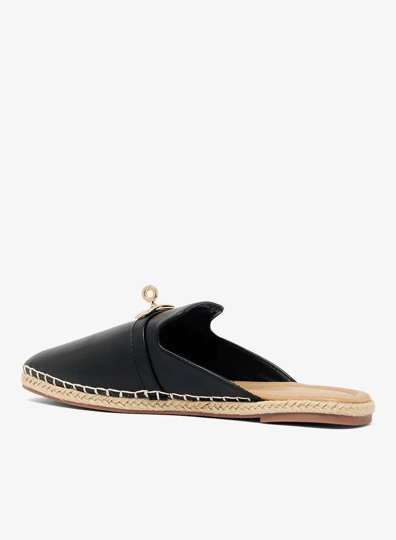 Ella Black Classic PU Mules With Gold Hardware for Women | Best Price UAE