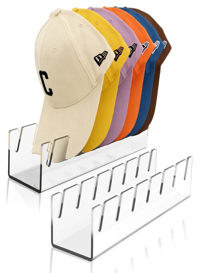 Aufee 2 Pack Hat Stand for Baseball Caps Display and Organizer, Acrylic Hat Organizer for Baseball Caps 14 Caps, Hat Rack Hat Organizer for Bedroom, Dresser, Closet(Clear) - Image 1