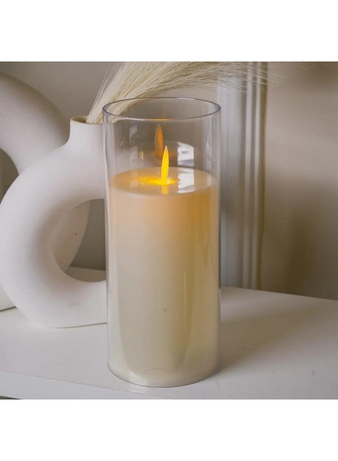 CHRONOS شمعة عمود LED بلهب متحرك من أكريليك كرونوس، بدون لهب، بدون دخان، وميض واقعي، ضوء أبيض دافئ لتزيين المنزل، ديوالي، وعيد الميلاد (6 بوصة) - Image 1