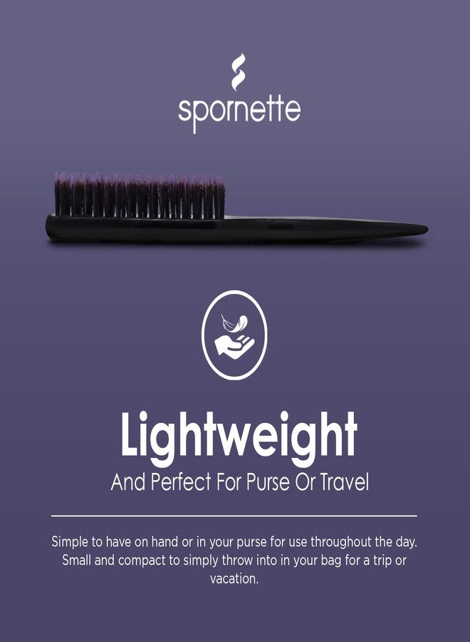 Spornette فرشاة شعر سبورنِت بيور برسل للنساء والرجال - فرشاة صغيرة للتسريح المذهل - اصنعي تسريحات أنيقة وحجم - شعيرات من خنازير وبرميلين نايلون للتسريح الخلفي وتمشيط الشعر (بنفسجي) - Image 5