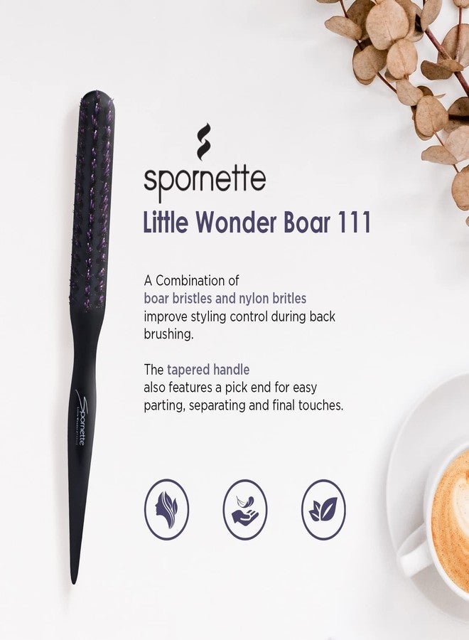 Spornette فرشاة شعر سبورنِت بيور برسل للنساء والرجال - فرشاة صغيرة للتسريح المذهل - اصنعي تسريحات أنيقة وحجم - شعيرات من خنازير وبرميلين نايلون للتسريح الخلفي وتمشيط الشعر (بنفسجي) - Image 2