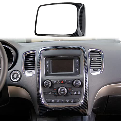 crosselec Carbon Fiber Interior GPS Navigation Panel Frame Cover Trim for Dodge Durango 2014-2020 - Image 1