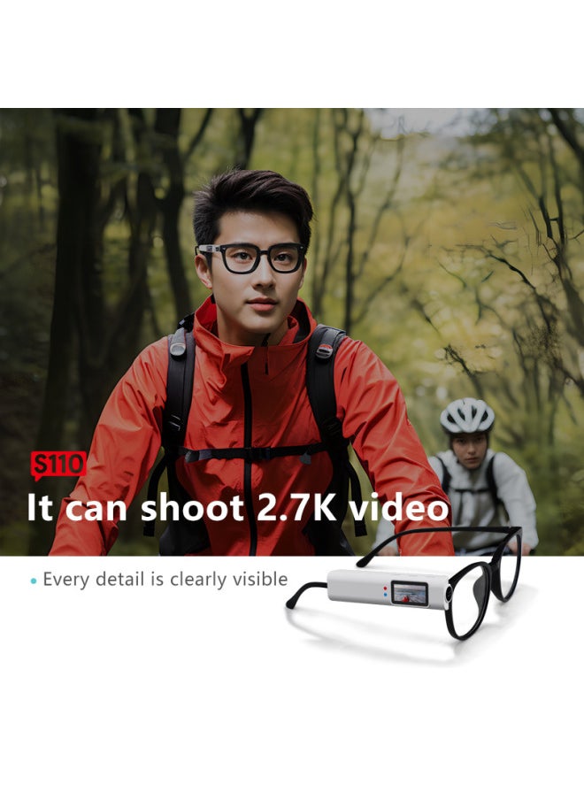 Glasses Sports Camera 1080P HD WIFI Mobile Phone Interconnection Head-mounted Replacement Glasses Audio Recording-Color:128g Memory Card