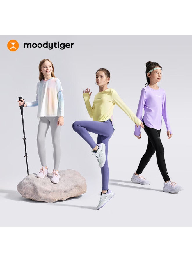 Moodytiger Girls' Leggings, Soft And Elastic, Spring And Autumn Children's Sports Pants, Yoga Pants, Slim-fit Comfortable Long Pants | Xiao Yun Du E - Image 3