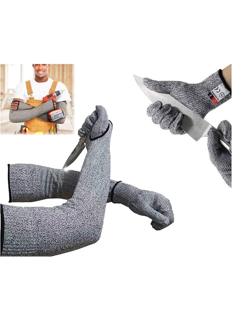 18-Inch Cut Resistant Knit Sleeves - Grade 5 Anti-Cut Safety Gloves for Kitchen, Butchering, and Outdoor Work - Protective Arm Covers for Enhanced Safety