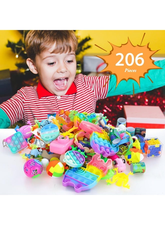 unikbebe 206PCS Party Favors for Kids, Bulk Mini Toys for Birthday Giveaways, Return Gifts, Goody Bag Stuffers, Treasure Box Toys for Classroom, Pinata Fillers, Party Packs and School Events, Pop Fidget Toys & Small Prizes, 30 Kinds Toys Set - Image 1