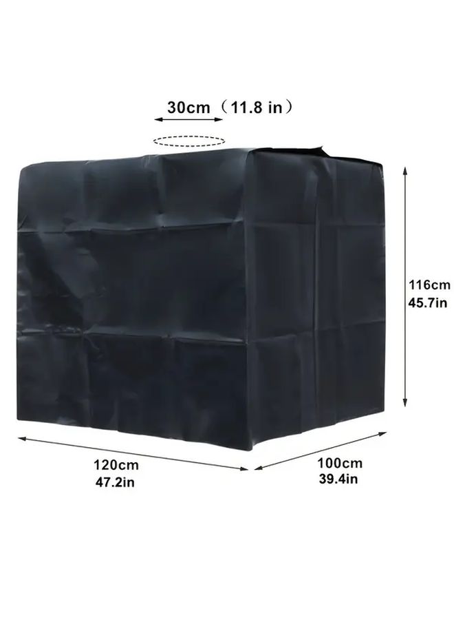 أسود، غطاء حاوية IBC مقاس 47.2 × 45.7 × 39.4 بوصة، للخزانات سعة 275 جالونًا للاستخدام الخارجي مع فتحات تهوية. - Image 3