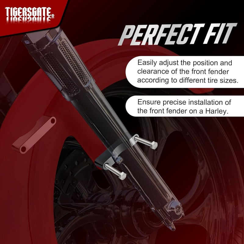 TIGERSGATE Black 21 Inch Front Fender Spacer Bracket Kit for 1997-2013 Harley Touring Models - Image 3