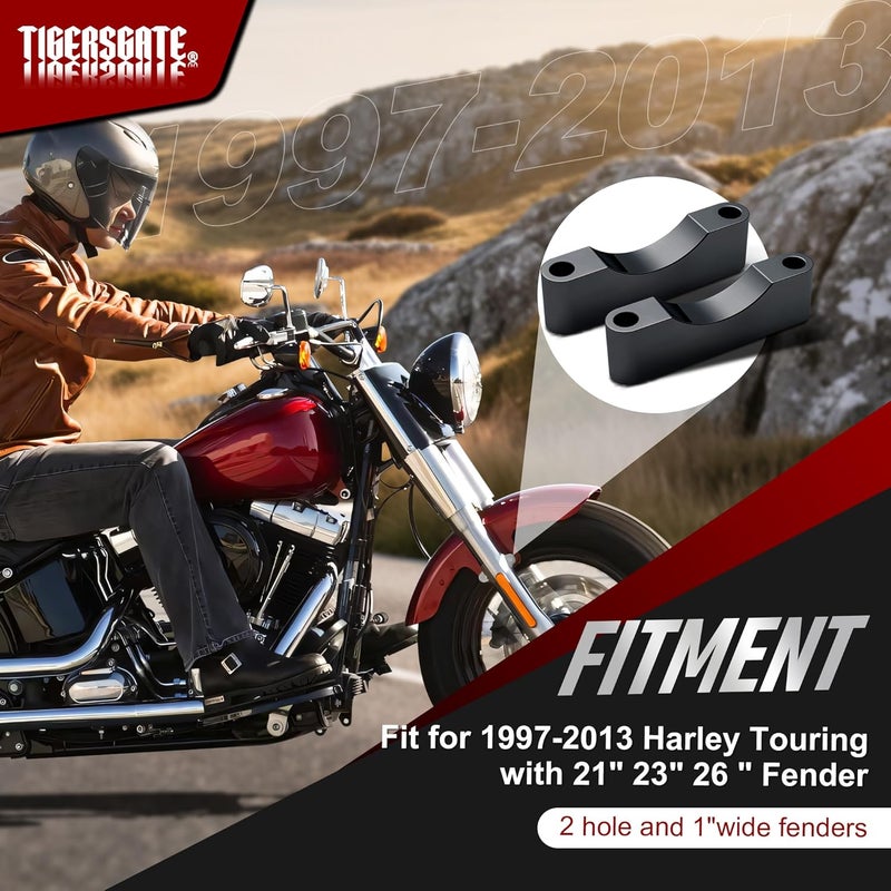 TIGERSGATE Black 21 Inch Front Fender Spacer Bracket Kit for 1997-2013 Harley Touring Models - Image 2