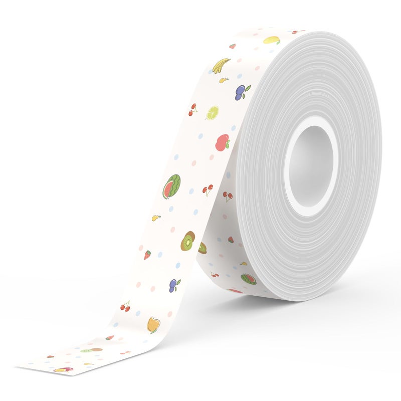 SUPVAN E10 & E11 Label Maker Tape, 0.59in Ã— 19.7ft (15mm Ã— 6m) Genuine Continuous Laminated Thermal Label Tape Refill, Waterproof Oilproof Child-Safe Durable Auto Detect Labels, Black on Fruit - Image 1