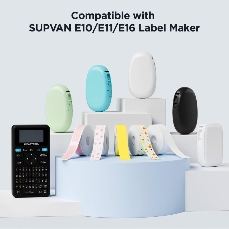 SUPVAN E10 & E11 Label Maker Tape, 0.59in Ã— 19.7ft (15mm Ã— 6m) Genuine Continuous Laminated Thermal Label Tape Refill, Waterproof Oilproof Child-Safe Durable Auto Detect Labels, Black on Fruit - Image 3