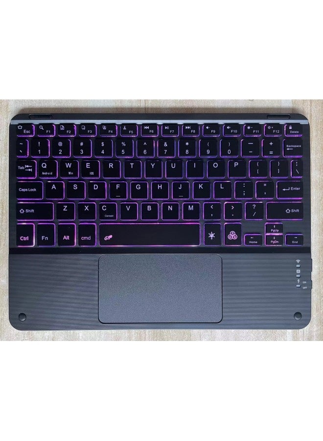 Touch Wireless Bluetooth Keyboard Magnetic Suction Control Suitable For Apple Huawei Mobile Phone IPad Tablet PC Charging Office-Color:10inch Ordinary Touch With Backlight Black-Product Type:Keyboard + Dual-mode Charging Mouse - Image 1