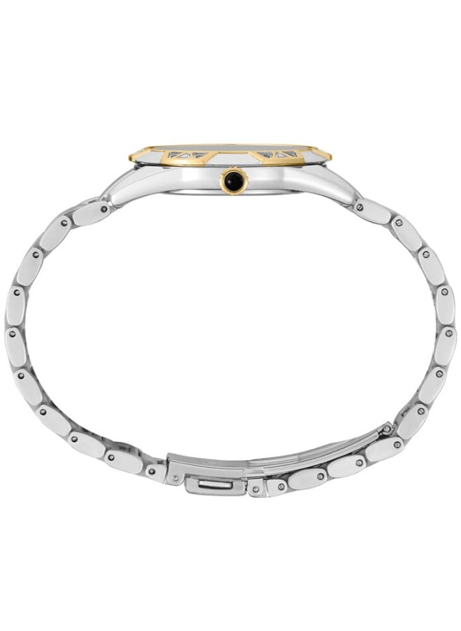 Seiko ساعة كوارتز تناظرية نسائية بسوار من الفولاذ المقاوم للصدأ SKK728P1، فضية-ذهبية، سوار  - Image 2