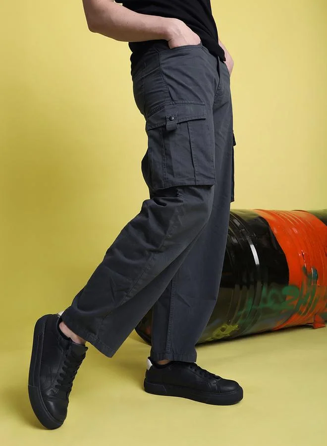 ستايلي Men Grey Baggy Fit Cargo Trousers By Bene Kleed