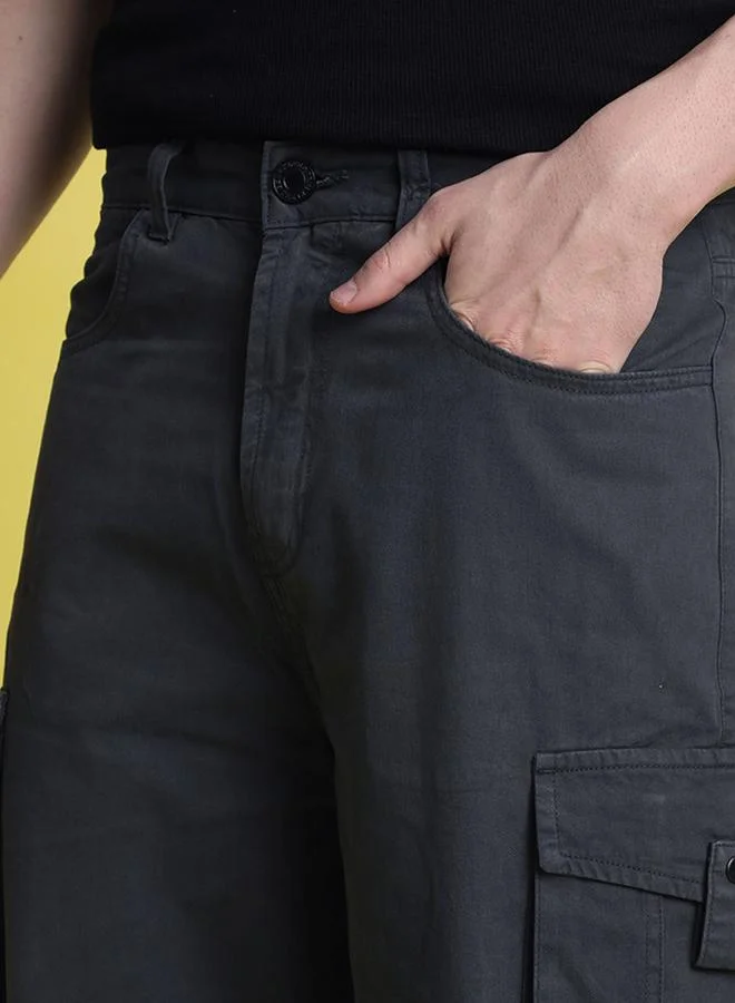 ستايلي Men Grey Baggy Fit Cargo Trousers By Bene Kleed