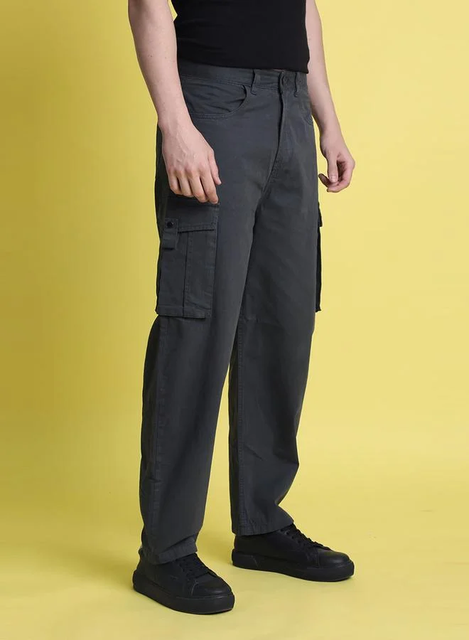 ستايلي Men Grey Baggy Fit Cargo Trousers By Bene Kleed