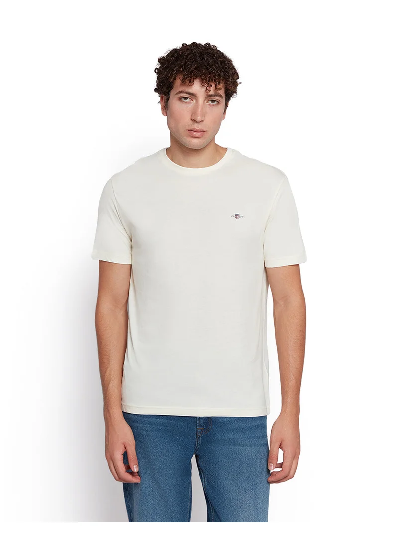 غانت Gant Men’S Short Sleeve Cotton T-Shirt With Shield Logo
