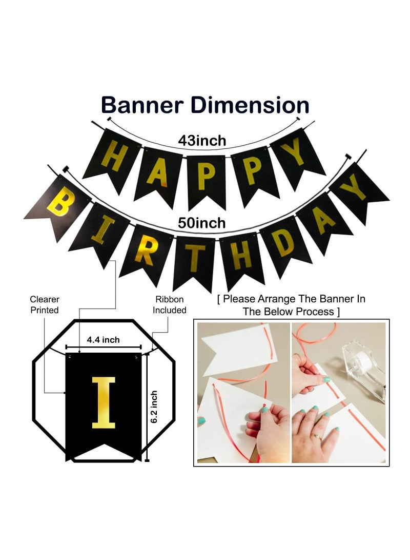 JOLLITY LLC Party Decoration Black & Gold Birthday Decorations, Items Kit- 32 Pcs Boy Girl Special Occasions - Image 3