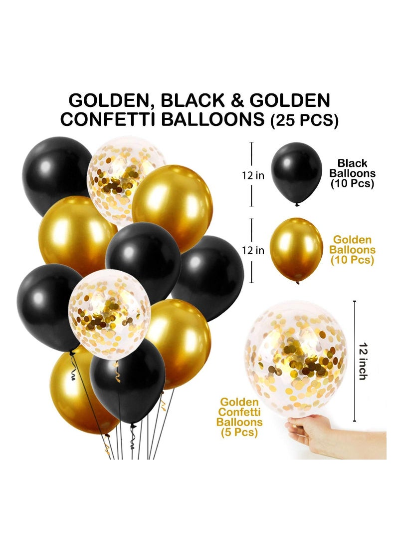 JOLLITY LLC Party Decoration Black & Gold Birthday Decorations, Items Kit- 32 Pcs Boy Girl Special Occasions - Image 4