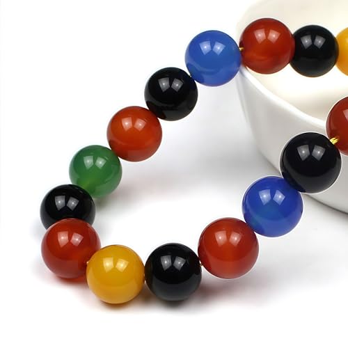MJDCB AAA Natural Multicolor Agate Beads Round Colorful Stone Energy Healing Beads for DIY Necklace Bracelat Jewelry Making Strand 15" (8mm) - Image 2