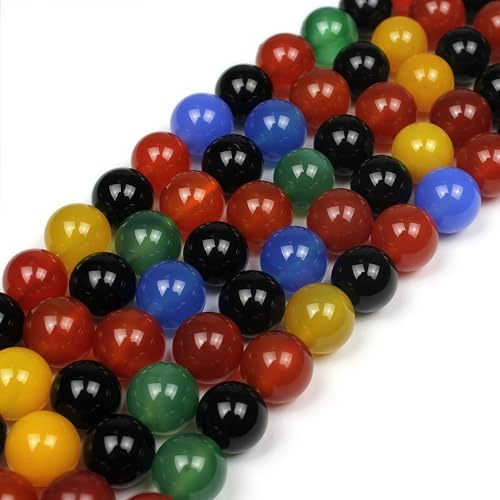 MJDCB AAA Natural Multicolor Agate Beads Round Colorful Stone Energy Healing Beads for DIY Necklace Bracelat Jewelry Making Strand 15" (8mm) - Image 5
