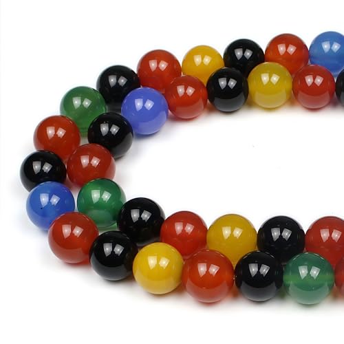 MJDCB AAA Natural Multicolor Agate Beads Round Colorful Stone Energy Healing Beads for DIY Necklace Bracelat Jewelry Making Strand 15" (8mm) - Image 1