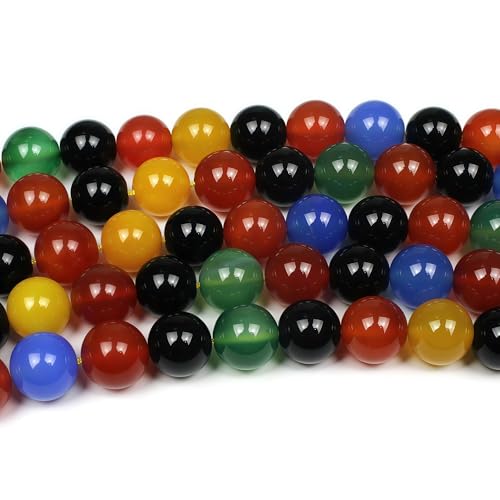 MJDCB AAA Natural Multicolor Agate Beads Round Colorful Stone Energy Healing Beads for DIY Necklace Bracelat Jewelry Making Strand 15" (8mm) - Image 4