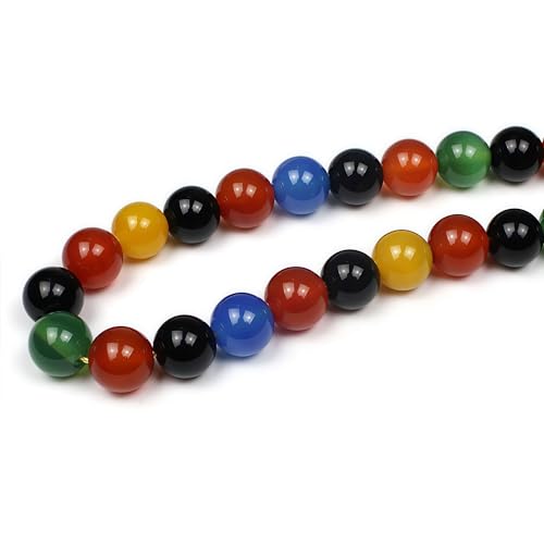 MJDCB AAA Natural Multicolor Agate Beads Round Colorful Stone Energy Healing Beads for DIY Necklace Bracelat Jewelry Making Strand 15" (8mm) - Image 3
