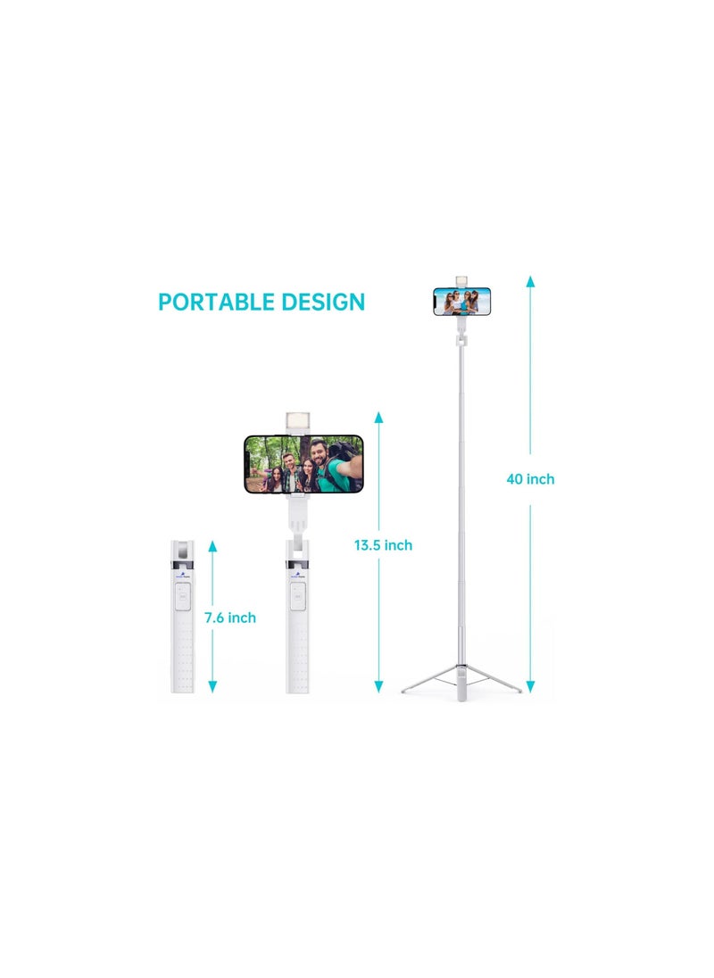 Generic - Selfie Stick Tripod with Remote and Light Upgrade Selfie Stick with Fill Light Bluetooth Remote Phone Tripod Selfie Stick for iPhone and Android Perfect for Selfies Live Streaming - Image 1