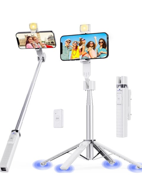 Selfie Stick Tripod with Remote and Light Upgrade Selfie Stick with Fill Light Bluetooth Remote Phone Tripod Selfie Stick for iPhone and Android Perfect for Selfies Live Streaming