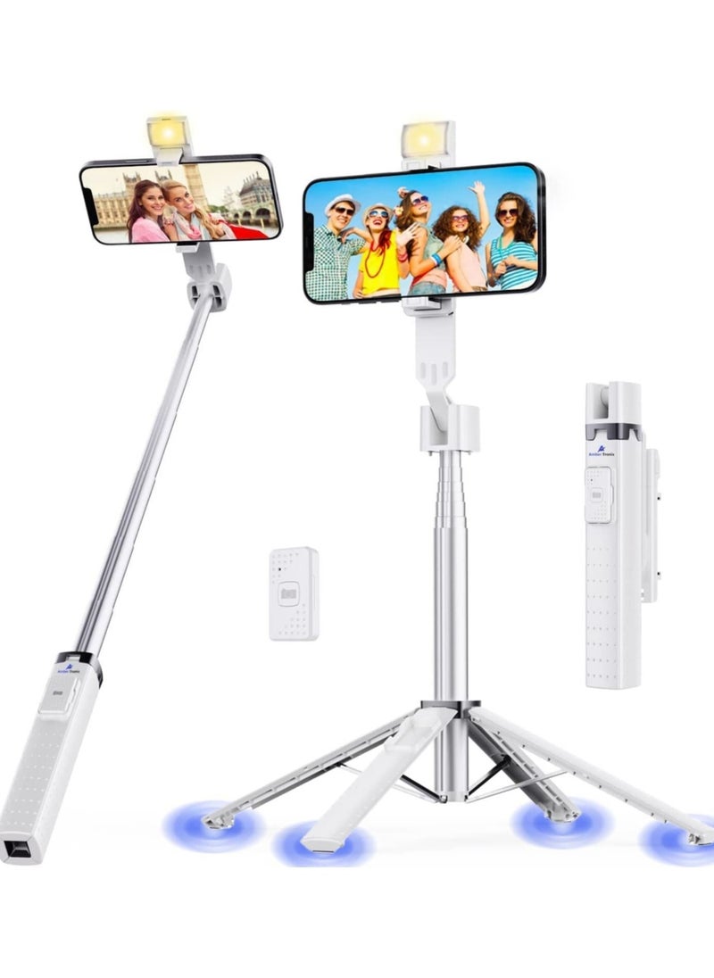 Generic - Selfie Stick Tripod with Remote and Light Upgrade Selfie Stick with Fill Light Bluetooth Remote Phone Tripod Selfie Stick for iPhone and Android Perfect for Selfies Live Streaming - Image 1