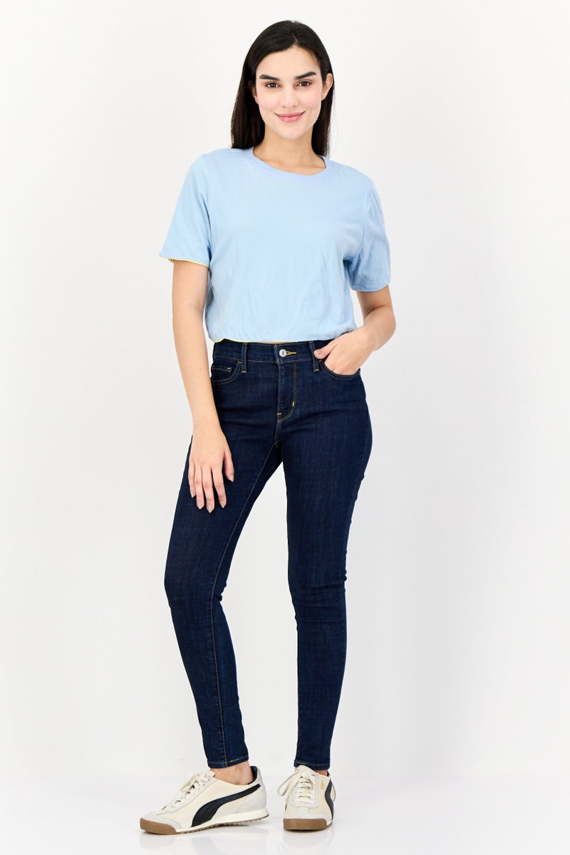 ONLY Women Reversible Crew Neck Short Sleeves Plain Crop Top, Light Blue  - Image 2
