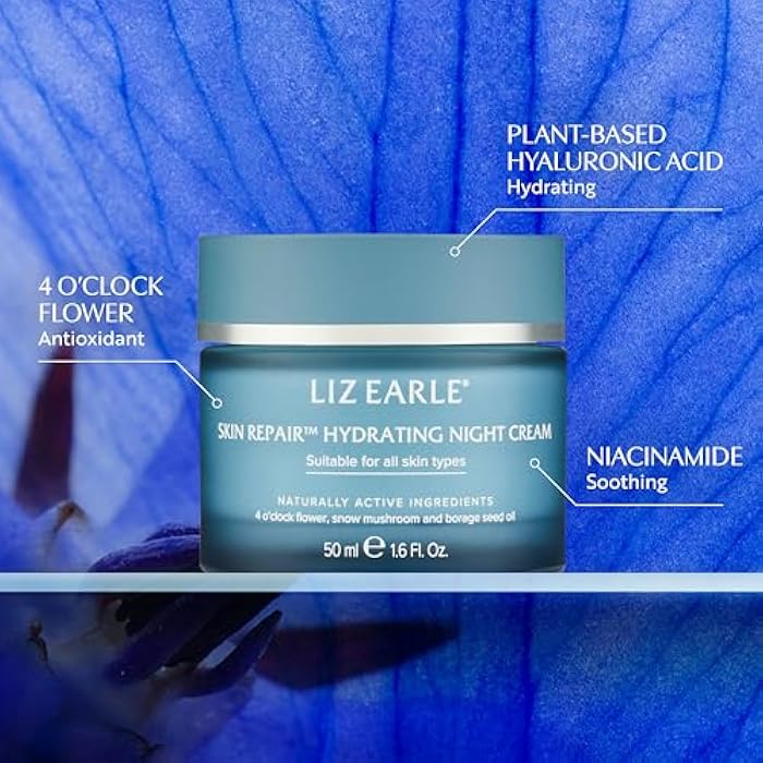 Liz Earle Skin Repair Hydrating Night Cream - Deeply Replenishing Face Moisturizer to Help Reduce Signs of Fatigue and Boost Hydration - Enriched with Plant-Based Hyaluronic Acid & Niacinamide (50 ml) - Image 2