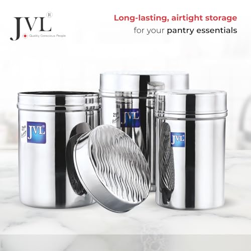 JVL Classicware Stainless Steel Canister for Kitchen Storage, Vintage Designer Jar with Airtight Lid, Mirror Polish Finish, Food-Grade Container for Tea, Coffee, Sugar, Spices (450 ml) - Image 2