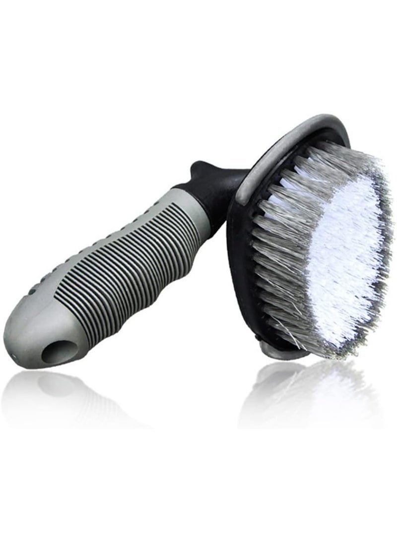 بوسرا فرشاة الإطارات - فرشاة تنظيف عجلات وإطارات السيارات متعددة الاستخدامات، مريحة، بشعيرات متينة ورأس منحني | مثالية لتلميع الإطارات والتنظيف العميق وتلميع السيارات. - Image 5