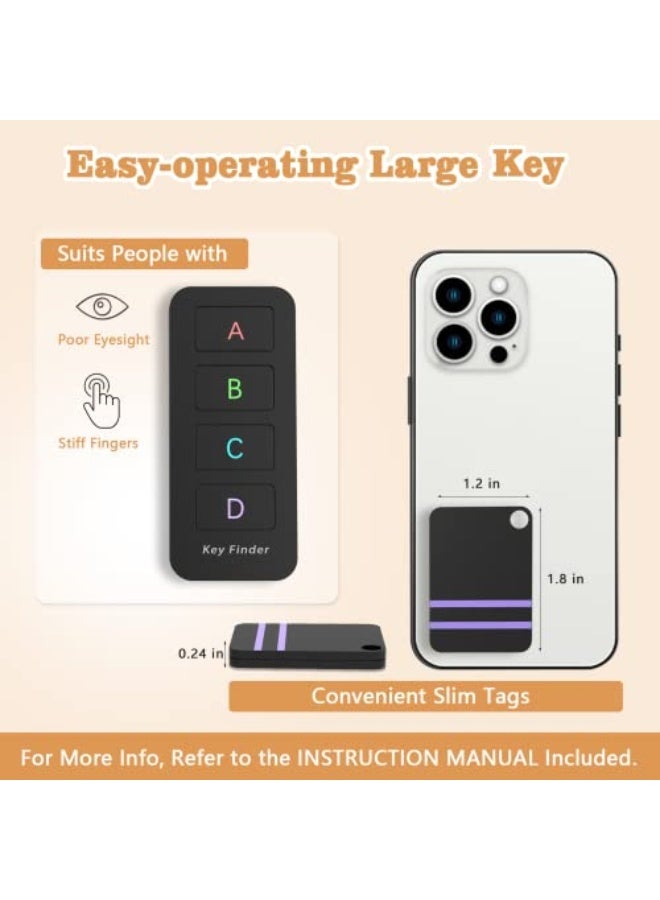 Jegoteer Remote Control Finder, Pack of 4 Find My Keys Device | Stick on Remote Finder Beeper, Tracker Tags for Car Keys and Phones | 120Ft Range 80dB RF Key Locator, Lost Key Finders That Make Noise - Image 3