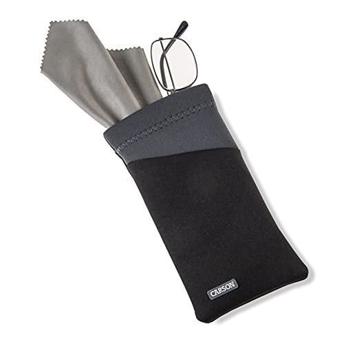 Carson Eyeglass Pouch with Built-in Microfiber Cloth for Eyewear and Sunglasses, Grey (EC-10BKGY) Small - Image 3