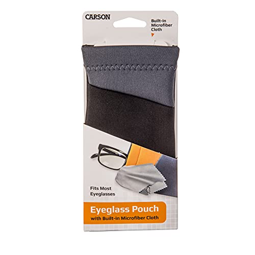 Carson Eyeglass Pouch with Built-in Microfiber Cloth for Eyewear and Sunglasses, Grey (EC-10BKGY) Small - Image 5