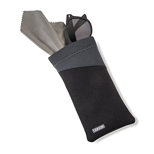 Carson Eyeglass Pouch with Built-in Microfiber Cloth for Eyewear and Sunglasses, Grey (EC-10BKGY) Small - Image 4