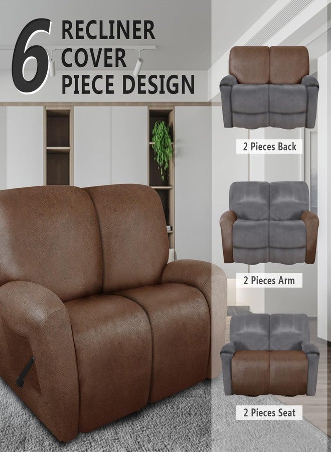 molasofa Recliner Loveseat Covers - Leather Like Loveseat 2 Seater Recliner Couch Covers for 2 Cushion Couch 6 Pieces Stretch Dual Reclining Loveseat Couch Covers (Brown) - Image 5