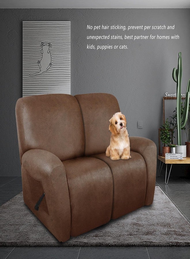 molasofa Recliner Loveseat Covers - Leather Like Loveseat 2 Seater Recliner Couch Covers for 2 Cushion Couch 6 Pieces Stretch Dual Reclining Loveseat Couch Covers (Brown) - Image 2