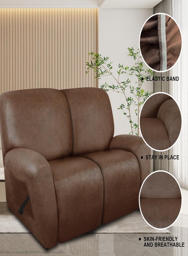 molasofa Recliner Loveseat Covers - Leather Like Loveseat 2 Seater Recliner Couch Covers for 2 Cushion Couch 6 Pieces Stretch Dual Reclining Loveseat Couch Covers (Brown) - Image 4