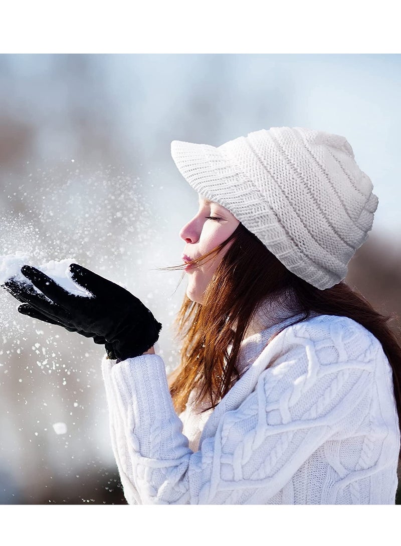 Men/Women Warm Soft Knitted Ponytail Brimless Beanie, 3 Pcs For Winter Outdoor Snow(Black+White+Gray) - Image 2