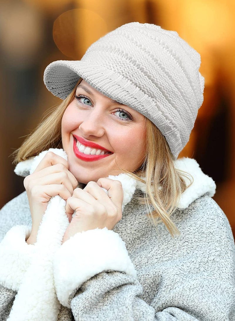 Men/Women Warm Soft Knitted Ponytail Brimless Beanie, 3 Pcs For Winter Outdoor Snow(Black+White+Gray) - Image 3