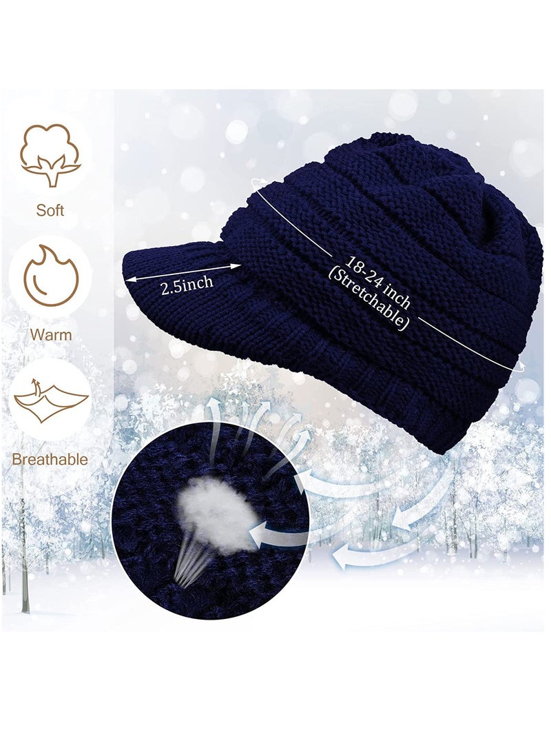 Men/Women Warm Soft Knitted Ponytail Brimless Beanie, 3 Pcs For Winter Outdoor Snow(Black+White+Gray) - Image 4