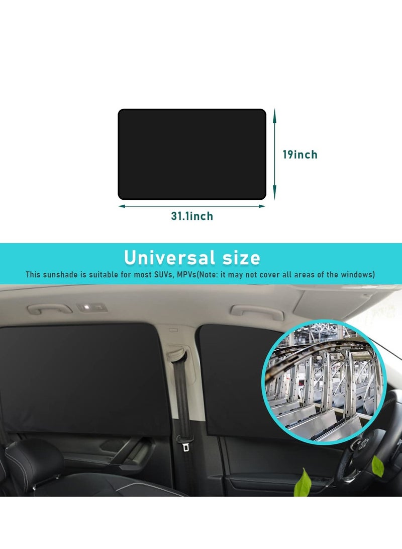 SYOSI Car Window Shades, 2 PCS Auto Side Rear Magnetic Windshield Curtains, UV Protection and Sun Heat Blocker Window Covers, Universal Fit Most of Cars, SUV, MPV (Black-Back Window, 31.1x19 In) - Image 2