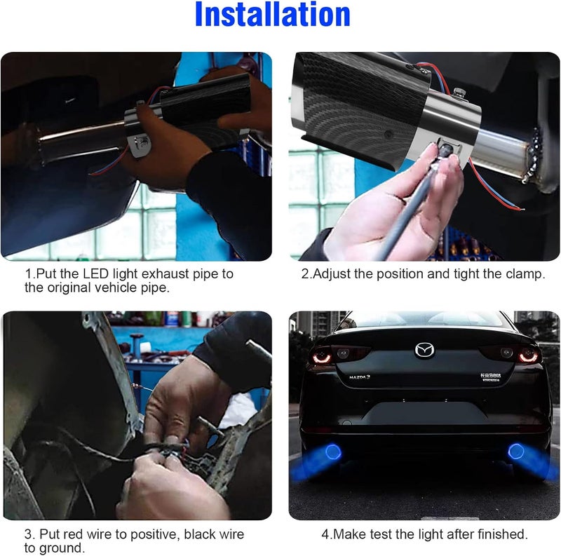 Winjet Vechkom 2.5 Inch Inlet Carbon Fiber Exhaust Tip with Blue LED Light - Image 5