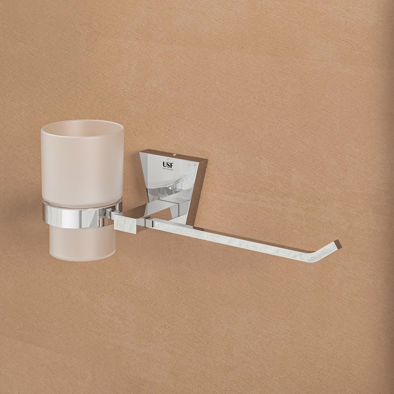 U-S-F BATH ACCESSORIES U-S-F BATH ACCESSORIES 304 Grade Stainless Steel Wall-Mounted Tumbler Holder with Napkin Ring, Durable Bathroom Accessories, Holds Toothpaste & Brushes and More -Chrome Finish  - Image 1