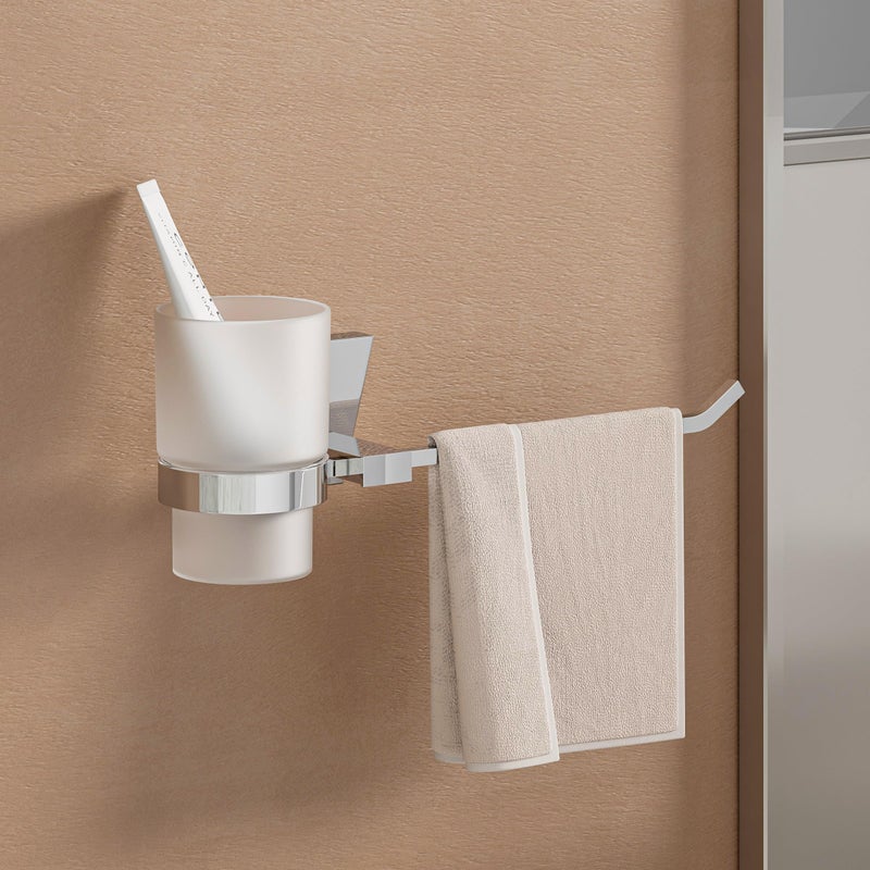 U-S-F BATH ACCESSORIES U-S-F BATH ACCESSORIES 304 Grade Stainless Steel Wall-Mounted Tumbler Holder with Napkin Ring, Durable Bathroom Accessories, Holds Toothpaste & Brushes and More -Chrome Finish  - Image 3
