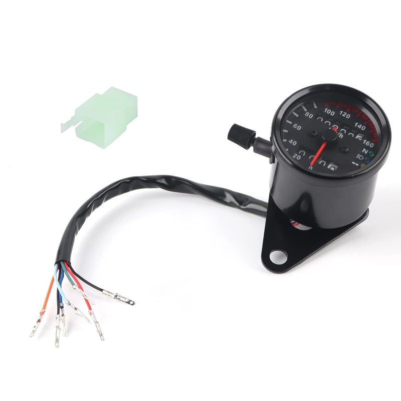 Dioche Cub Speedometer Universal Motorcycle Odometer Speedometer Gauge, HighQuality KM/H Digital Display, LED Indicator Lights, Easy Installation, Compatible with All DC 12V (Black) - Image 2